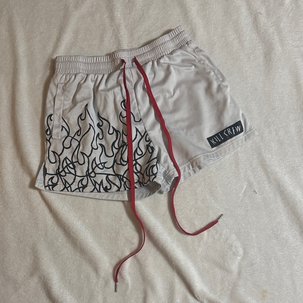 Kill Crew White Flame-Print Women’s Athletic Shorts